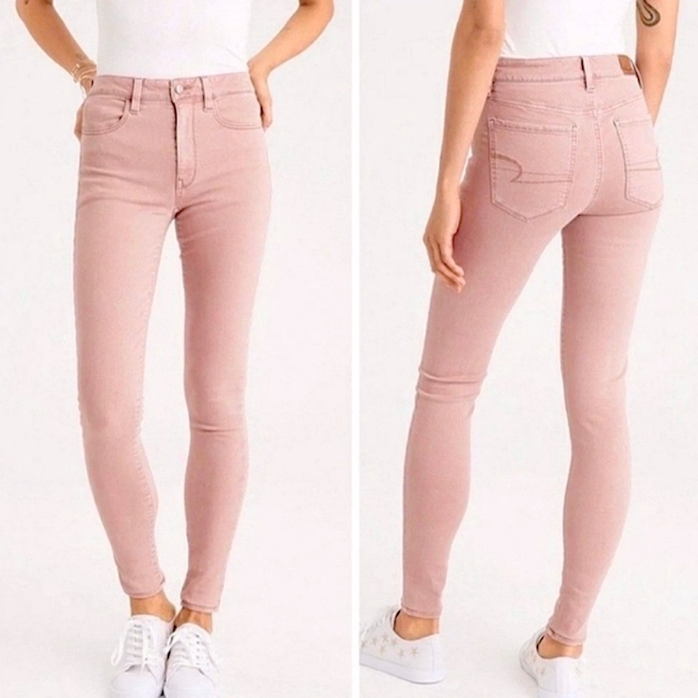American Eagle Super Stretch Hi-Rise Jegging Size 12 Blush Pink Mauve NWOT